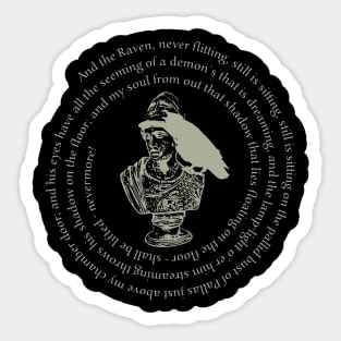 Edgar Allan Poe Raven Poem - Bust Of Pallas Athena 2 Sticker